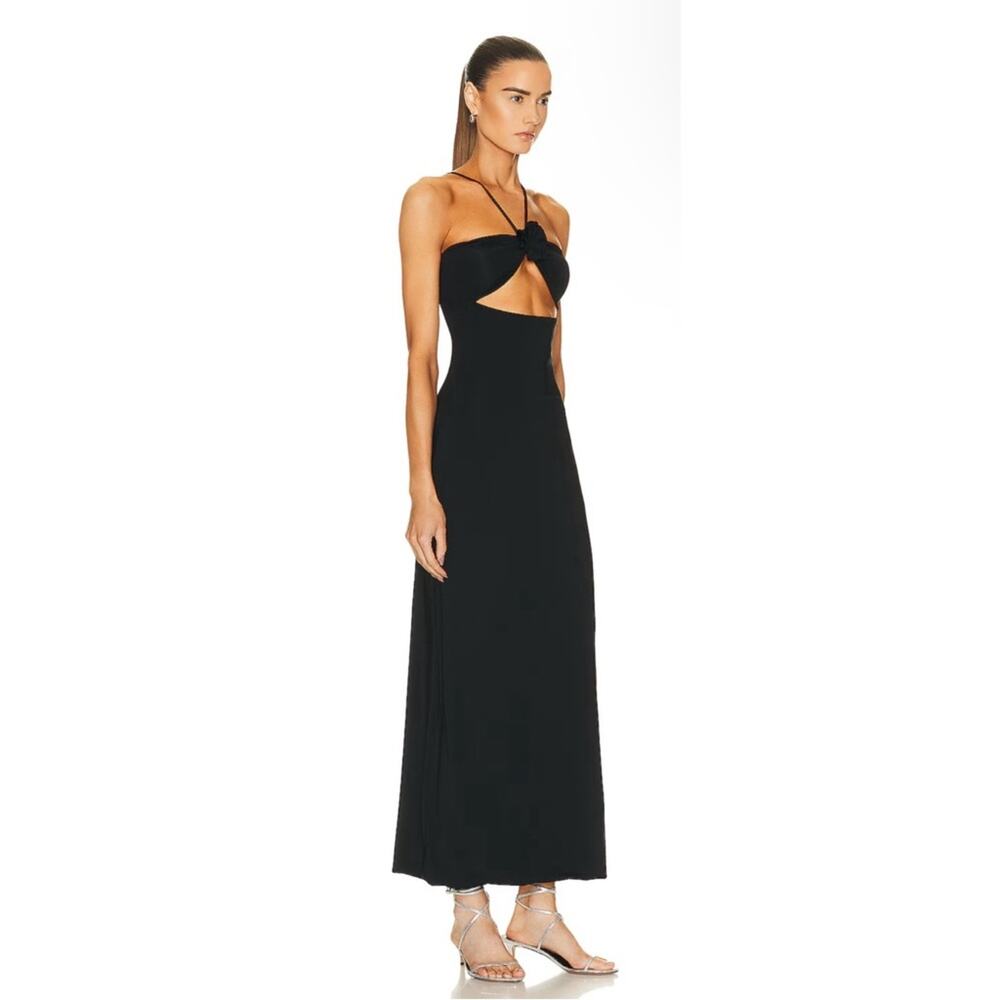 MAYGEL CORONEL Cenit Black Rosette Cutout Bodycon Maxi Dress One Size - Picture 2 of 8